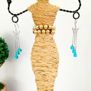 NEW Crown & Blue Crystal Raindrop Drop Earrings